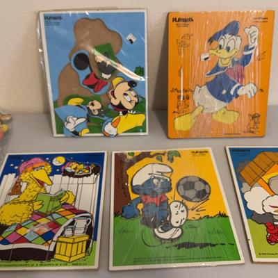 Vintage Playskool Disney And Others Wooden Puzzles