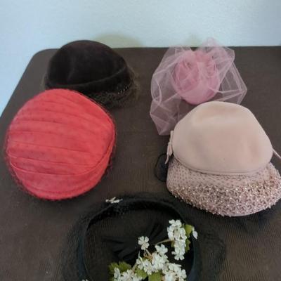 Collection Vintage Women's Hats W/Netting & Coordinating Gloves  Lot #1