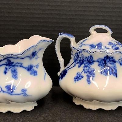 “Warwick” (Flo Blue) Sugar + Creamer By Johnson Brothers
