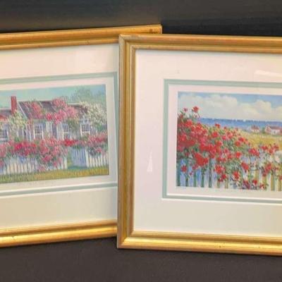 “The Rose Cottage And “Crimson Roses” Framed Prints By Rowenna