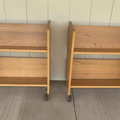 Rolling Wooden Library Carts (Set of 2)