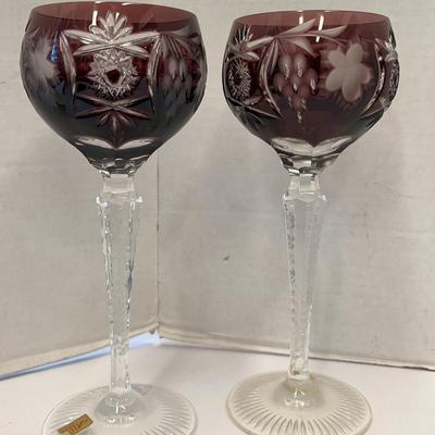 Nachtmann “Traube” (Cut To Clear) Amethyst Wine Glasses (2)