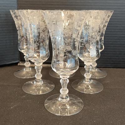 Cambridge “Rose Point” Iced Tea Stems (6)