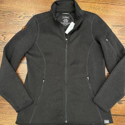 LL Bean Dark Charcoal Knit Zip Up Size Medium New With Tags 