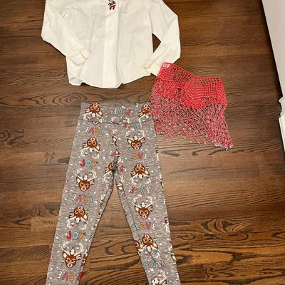 Holiday Wear Size M - Button Up, Fleece Lined Leggings, Glitzy Piece 