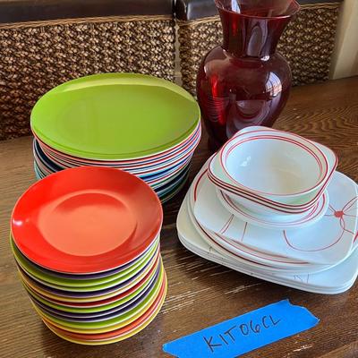 Crate & Barrel Colorful Party Dishes And Corelle