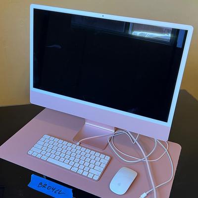 Pink Mac Computer With Keyboard And Mouse