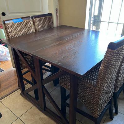 Extending Kitchen Bistro Table With Rattan Chairs