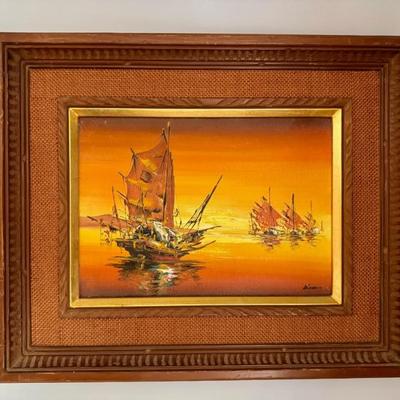 Midcentury seascape painting 