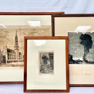Mid-Century Black & White Etchings 