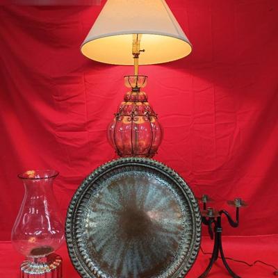 Glass Bodied Table Lamp W/ Metal And Glass.Home Decor