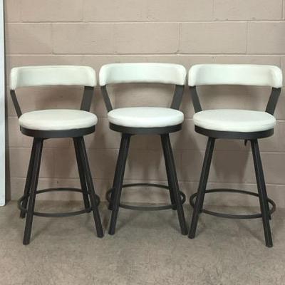 Swivel Dark Gray And White Faux Leather Bar Stools