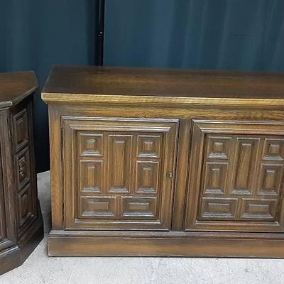 Vintage Jamestown Console Table & Octagonal Side Table