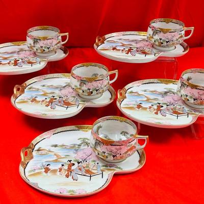 Vintage Japanese Kutani Eggshell Set