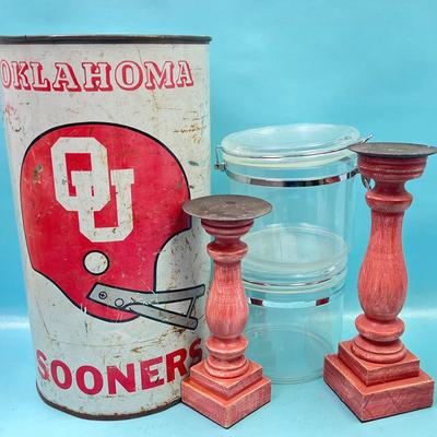 “Oklahoma Sooners” Metal Trash Can and More