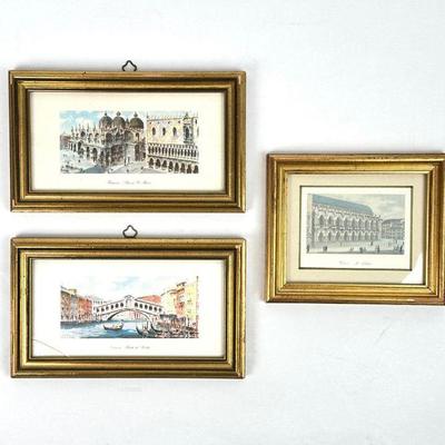 Lot #47 Vintage Small Italian Framed Prints of Venezia & Vicenza - Set of 3