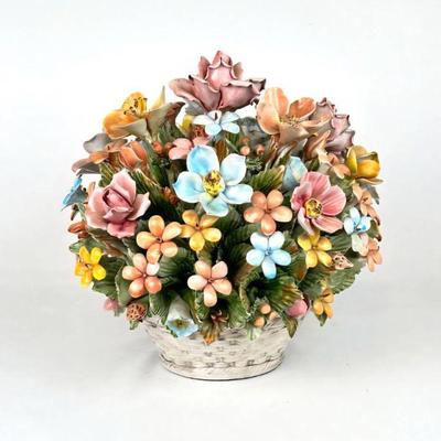 Lot #11 Vintage Italian Large Capodimonte Porcelain Floral Bouquet Centerpiece