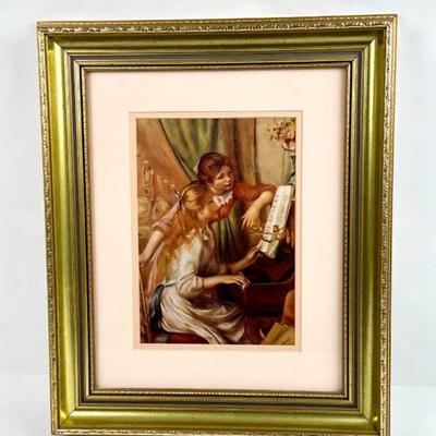 Lot #81 Vintage Print with Decorative Gold Frame - Girls at the Piano