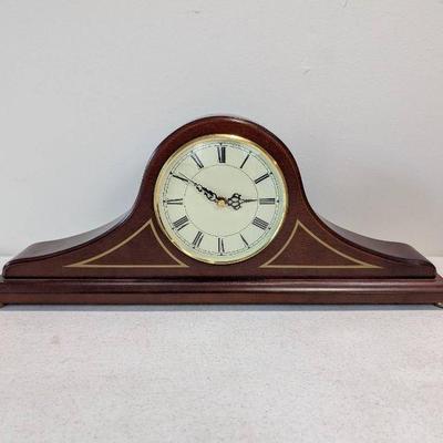 Lot #75 Vintage 1992 The Bombay Company Solid Wood Mantle Clock - Napoleon Style with Quartz Movement - Works!