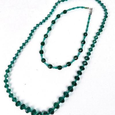 
Lot #64 Vintage Green Beaded Necklaces - Set of 2