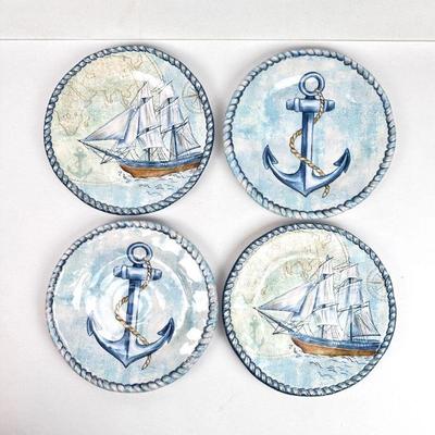Sale Photo Thumbnail #118: Lot #118 Vintage Nautical Theme Melamine Luncheon/Salad Plates - Set of 4
