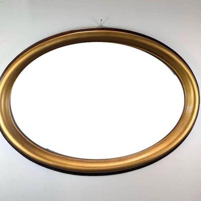 Lot #92 The Bombay Company Gold Leaf Framed Decorative Oval Mirror