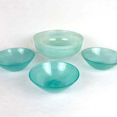 Lot #169 Set of 4 Blown Glass Bowls (1 large and 3 small)