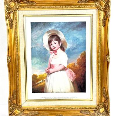 Lot #83 Vintage George Romney Print of Miss Willoughby - Wood Frame