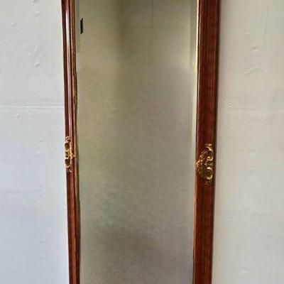 Sale Photo Thumbnail #8: Lot #3 Large Wall Mirror with Gold Accents and Bevelled Glass