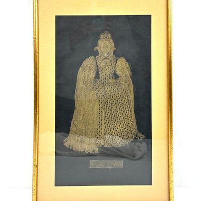 Lot #23 Vintage Framed Brass Rubbing Elizabeth I