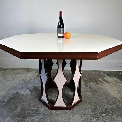 Lot #12 Mid-Century Italian Large Hexagon Dining Table - Harvey Probber Style Table