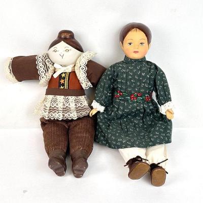 Lot #120 Vintage Folk Art Dolls - Set of 2