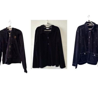Lot #158 Group of 3 Womans Black Velvety Jackets