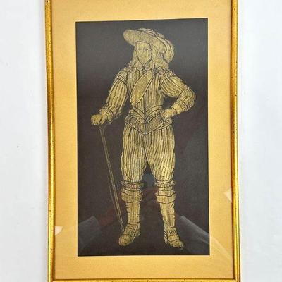 Lot #25 Vintage Framed Brass Rubbing Charles the First