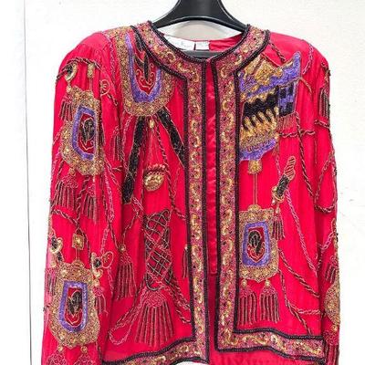 Lot #163 Vintage Laurence Kazar NY Hand Beaded Silk Jacket