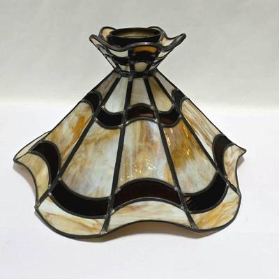 Lot #182 Vintage Tiffany Style Stained/Slag Glass Hanging Lamp - Beautiful Curves and Wave-like Bottom