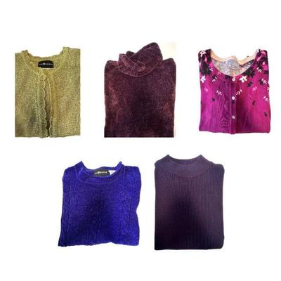 Lot #153 Womens Sweaters (2 Short Sleeve, 3 Long Sleeve) XL