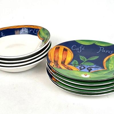 Lot #16 Sango Cafe Paris Plates (5) & Bowls (4)