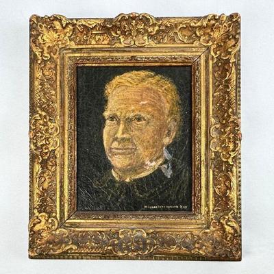Lot #24 Vintage Small Oil Painting with Ornate Gilded Wood Frame - Signed