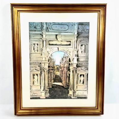 Lot #46 Teatro Olympico, Vicenza Italy 1981 - Signed Original Artwork of Watercolor, Pen and Ink