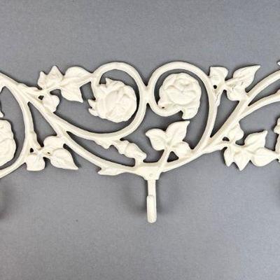 Lot #127 Antique Iron Decorative Wall Hook Painted White