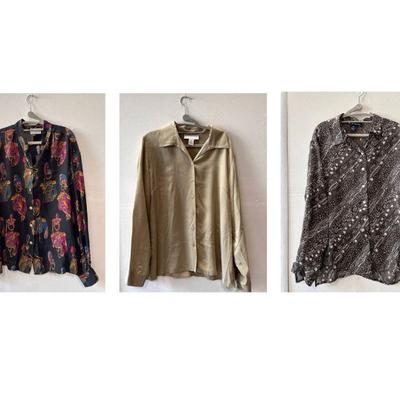 Lot #159 Set of 3 Womens Designer Blouses (2 Silk & 1 Rayon)