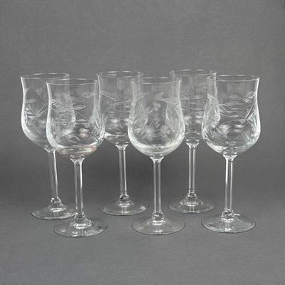 Lot #135 Vintage Etched Glasses - Set of 6