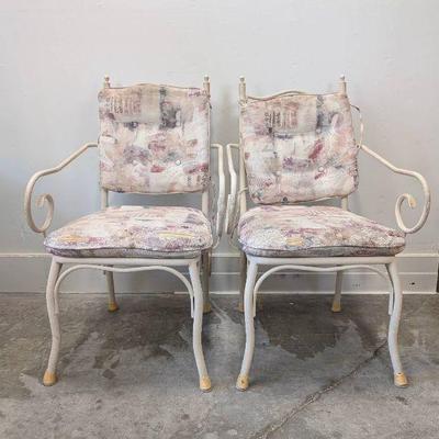 Lot #13 Vintage Douglas Furniture Upholstered Metal Dining Chairs - Set of 2
