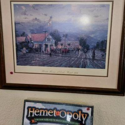 Historical Hemet Thomas Kinkade Signed Print $50 and Hemetopoly!