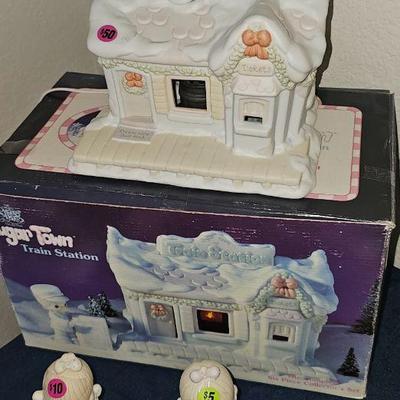 Sugartown Train Station Precious Moments.  All pieces in box $50..now $25