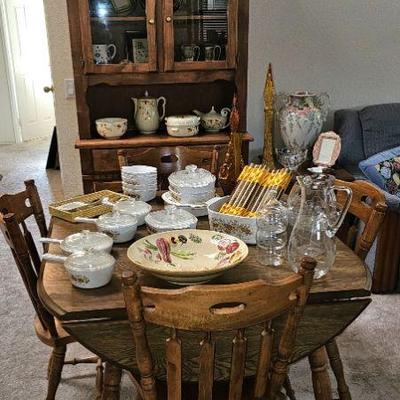 Hutch SOLD, Table ( dropleaf) and 4 chairs NOW $32.50