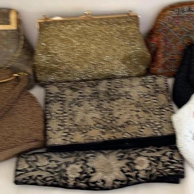 Beaded Purses, Clutches, Various Brands, 7 Vintage Pcs