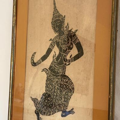 Thai Temple Dancer Rubbing Art Vintage