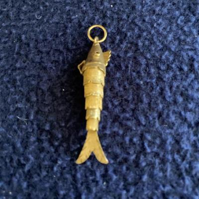 14K Gold Articulated Fish Pendant